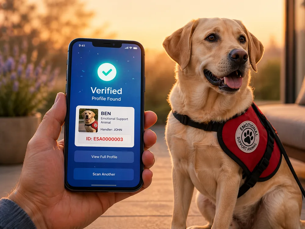 Verified ESA registration with dog